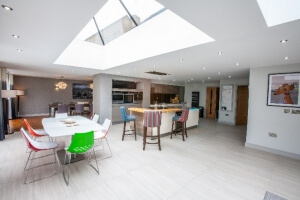 Slimline lantern over dining area