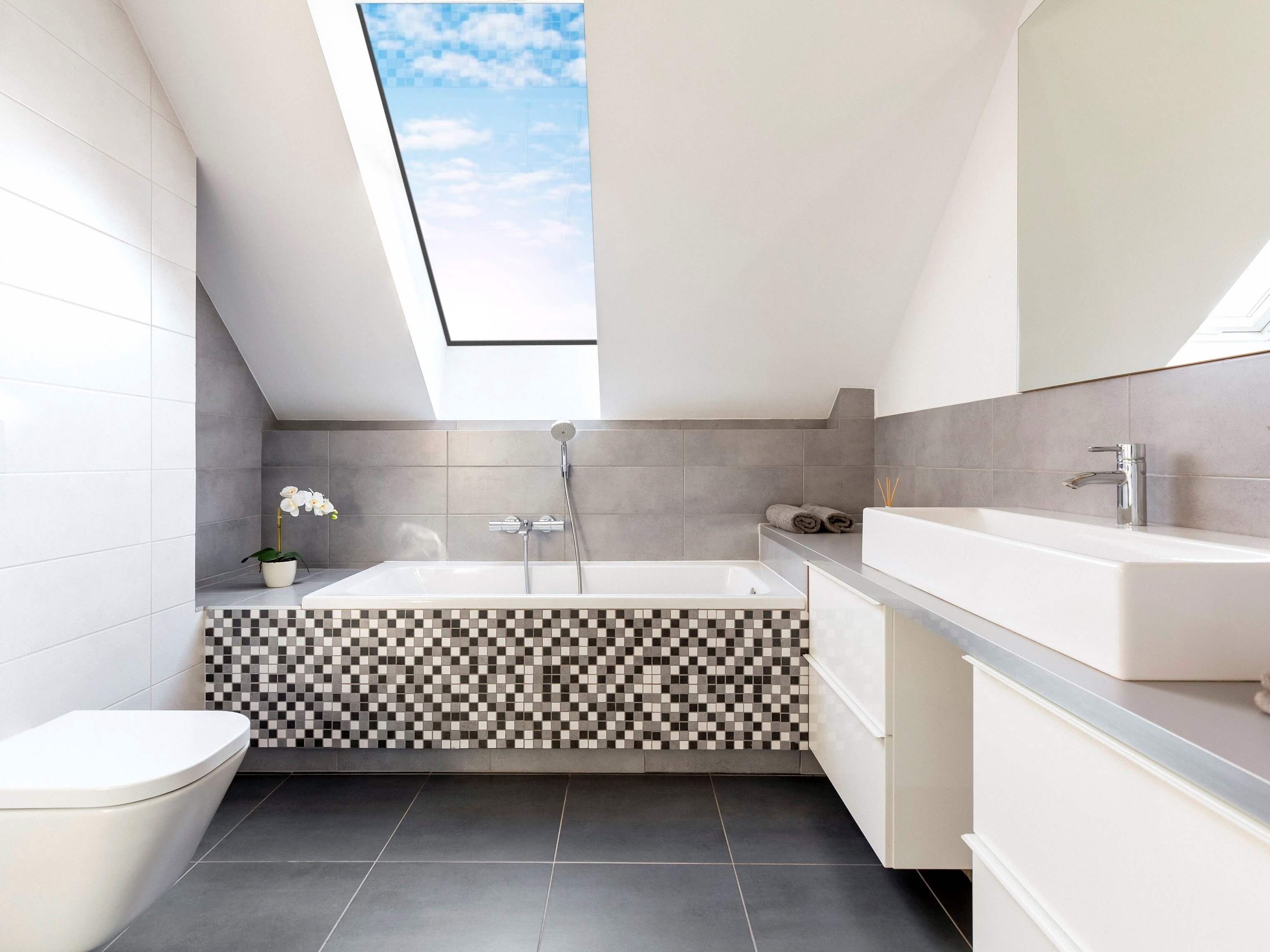 Luxlite installed in a contemporary bathroom