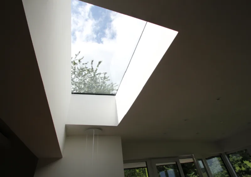 looking up through fixed flat roof window