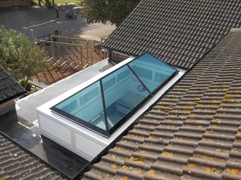 Blue tinted roof lantern installed on roof