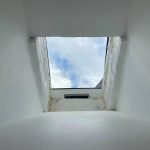 View up old coal shute to rooflight