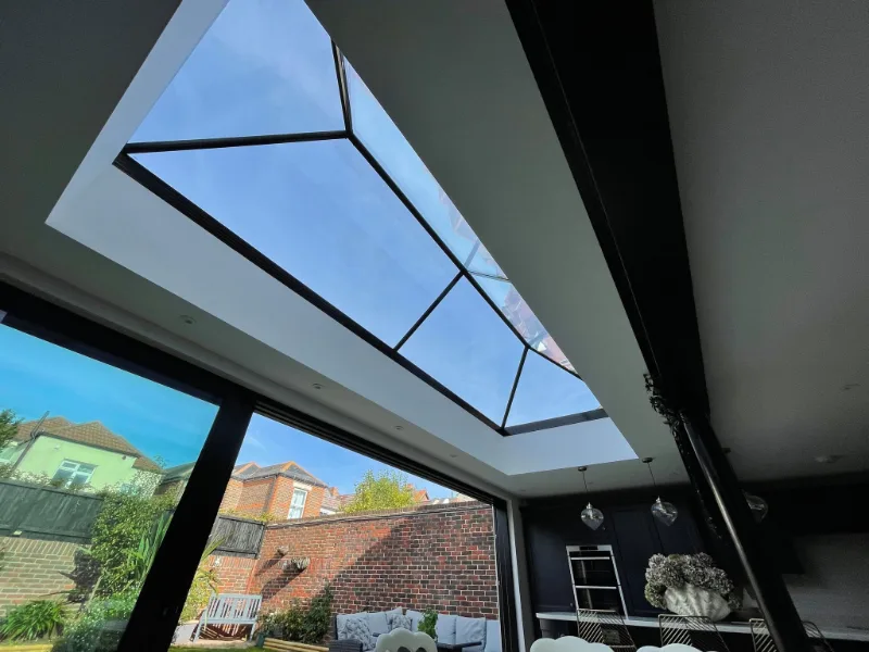 Looking up through roof lantern to blue sky