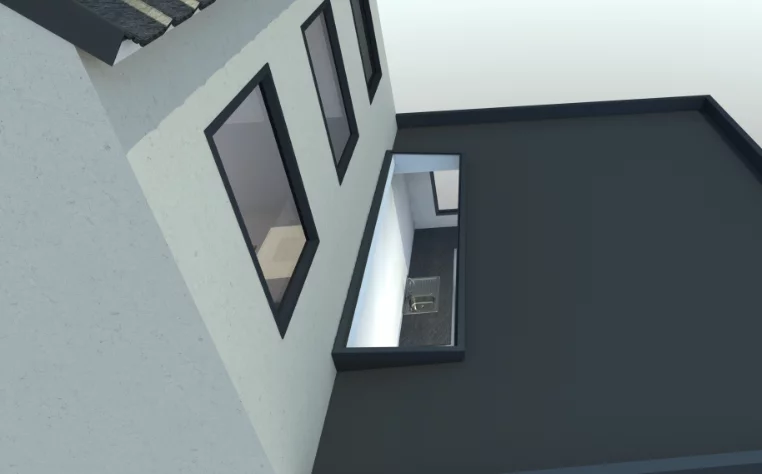 CGI image of house with abutment rooflight