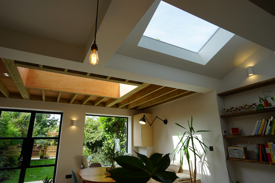 Roof window above dining area