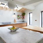 Modern kitchen with pitched roof window