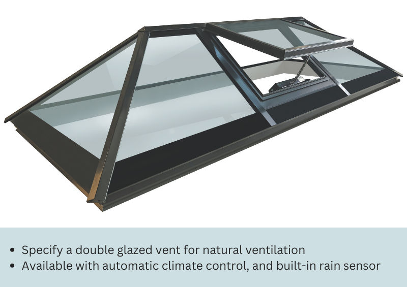 Slimline roof lantern with vent