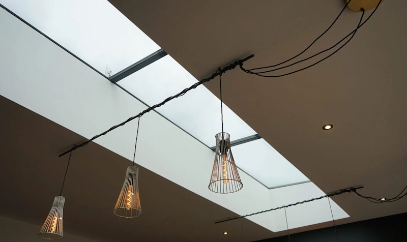 Modular rooflight and modern light fittings