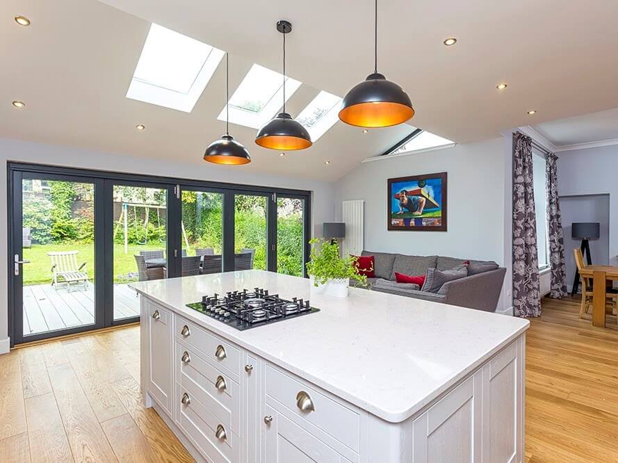 3 Pitched roof windows above kitchen living area