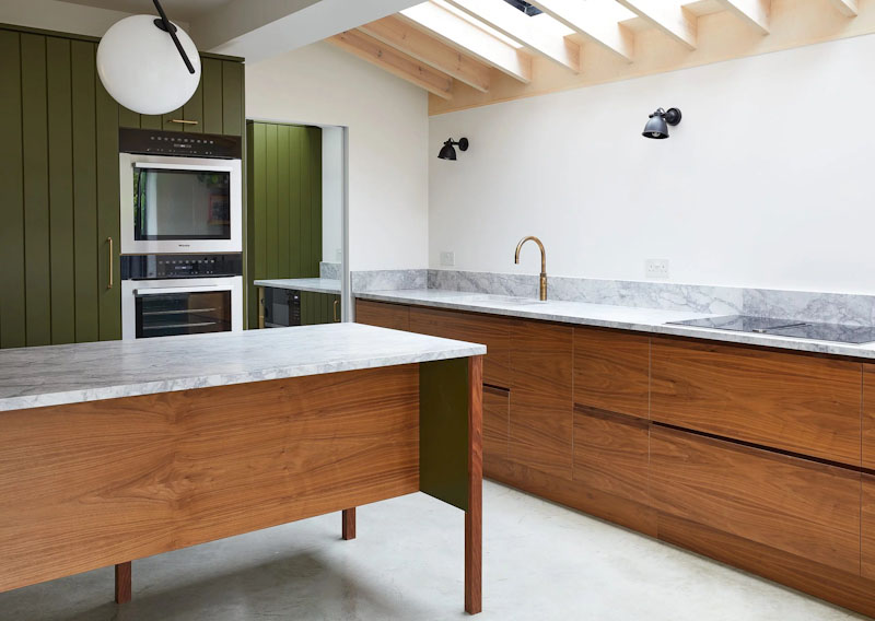 Pitched rooflights above kitchen counter