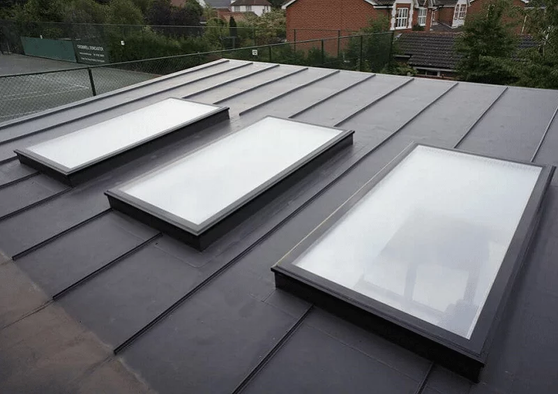 Three fixed flat rooflights