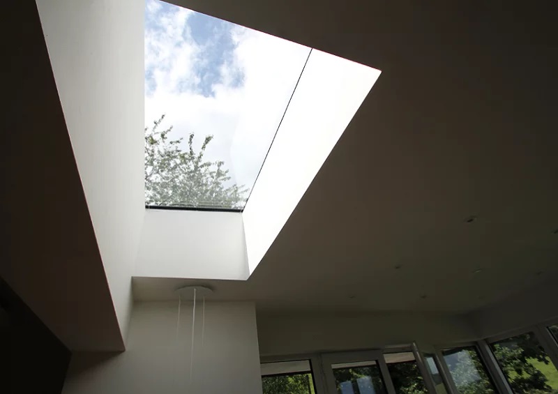 Looking up through fixed flat rooflight