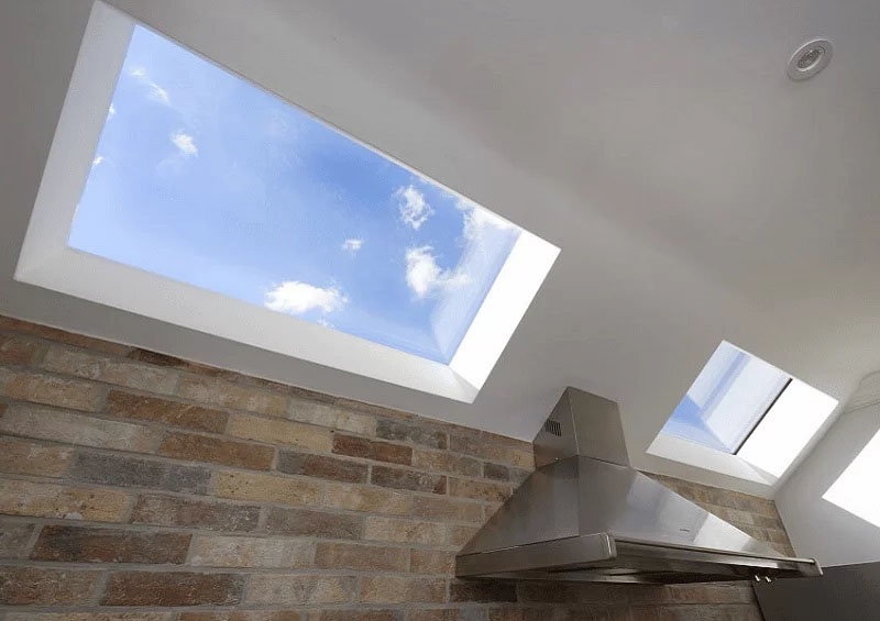 Pitched rooflight above extractor in kitchen