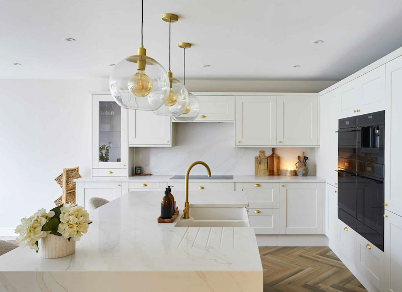 Case study kitchen with gold features