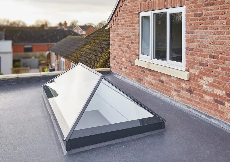 Slimline roof lantern installed on flat roof
