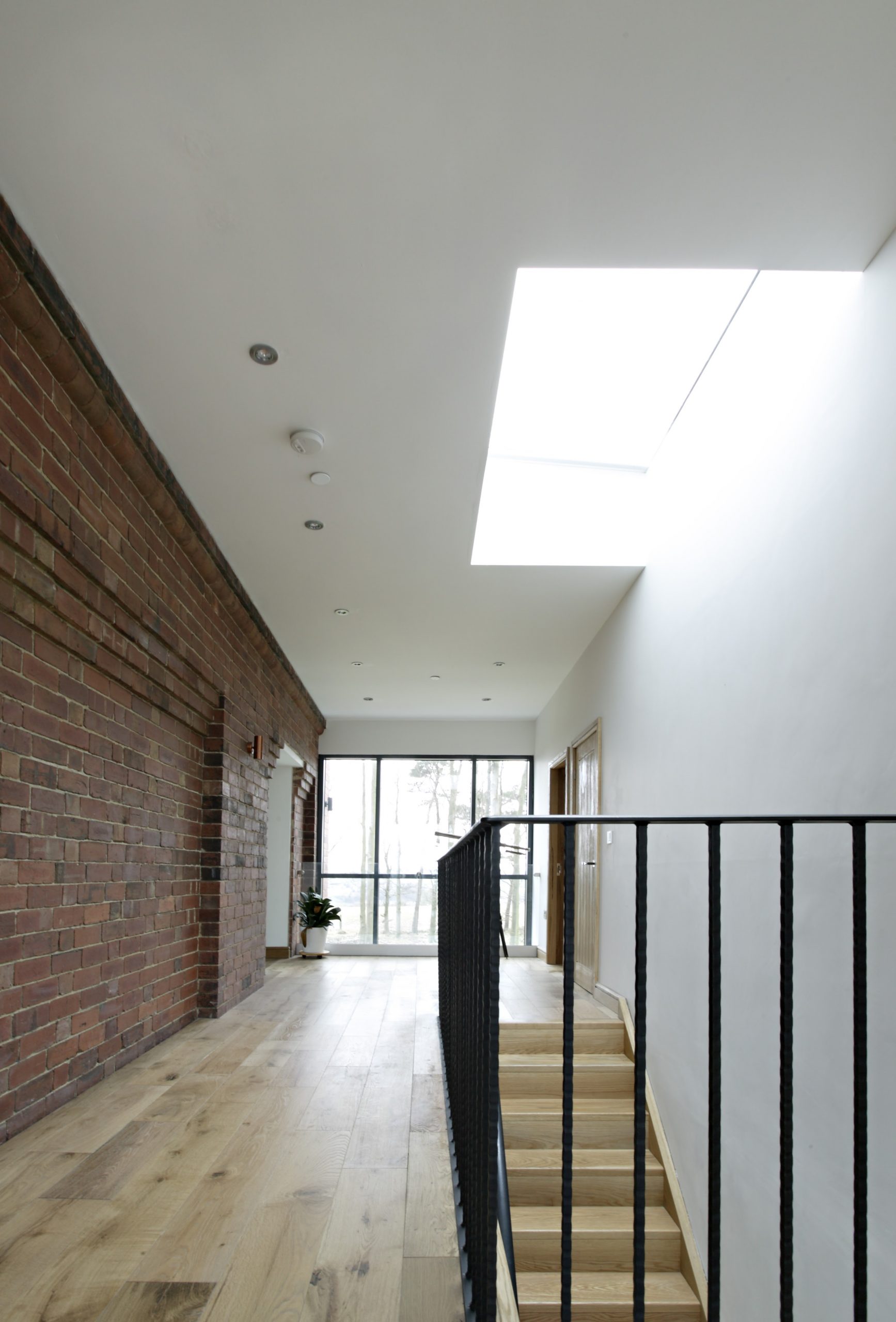 Fixed flat rooflight above stairwell