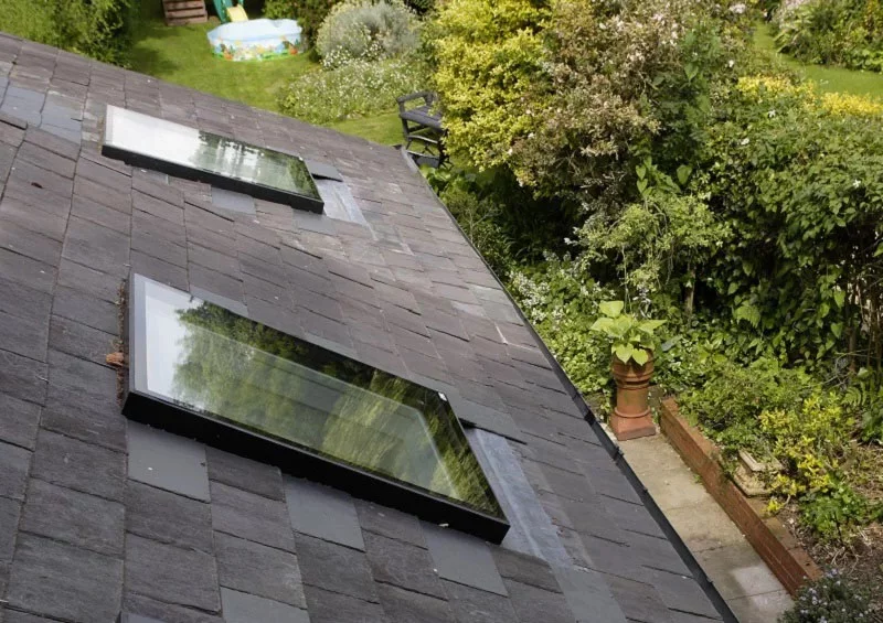 Fixed luxlite rooflights on slate roof