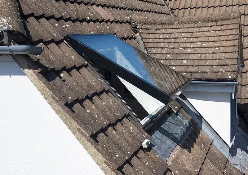 Hinged luxlite on tiled roof