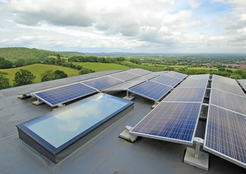 Fixed Flat installed alongside solar panels