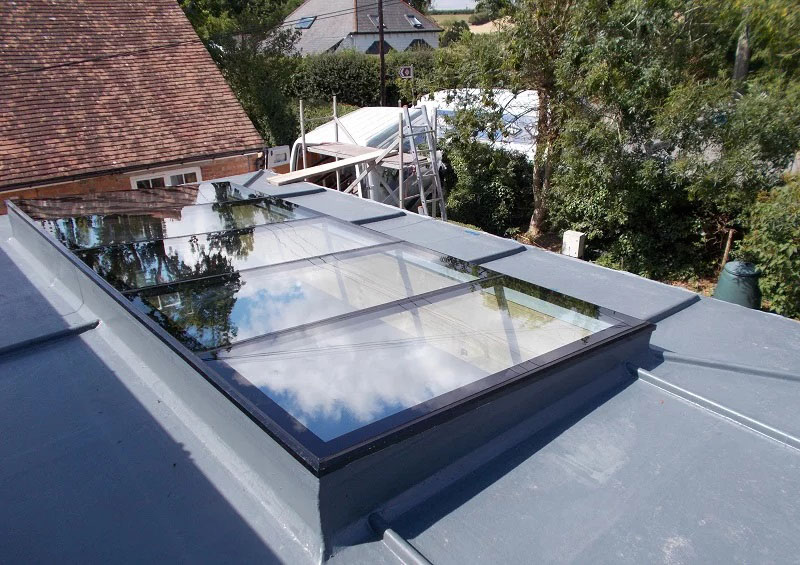 Modular rooflight on flat roof