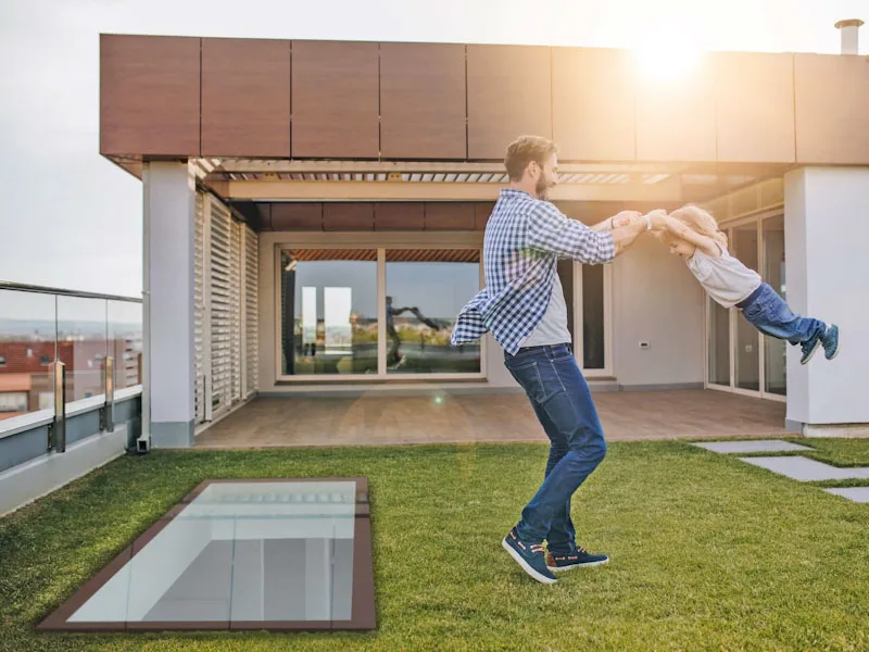 Walk on rooflight on balcony