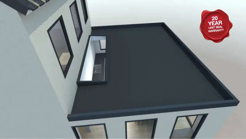 Abutment rooflight on flat roof