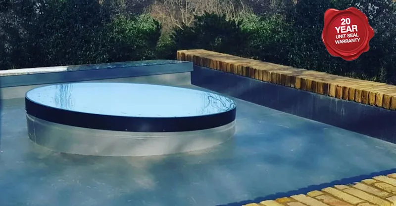 Round roofllight on flat roof