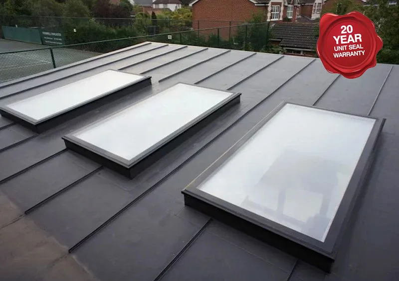 3 fixed flat roof windows