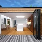 Bifold doors open