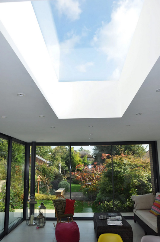 View up through fixed flat rooflight
